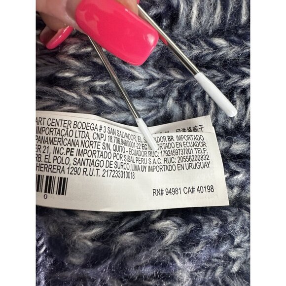 Women Fisherman Blue Marled Ombre Chunky Knit Sweater XL Coastal Boho Cozy Cabin - Picture 5 of 7